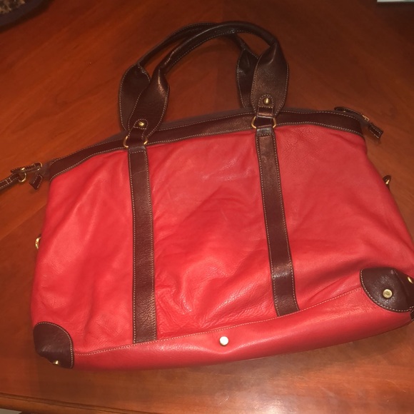 Prwnd Barr+Barr leather red and brown weekender bag - Picture 5 of 13